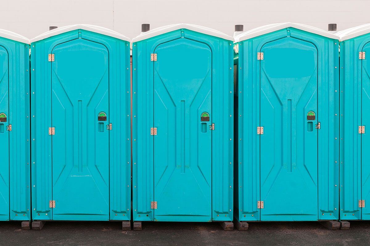 Industrial portable restroom units at a plant in Effingham, Illinois