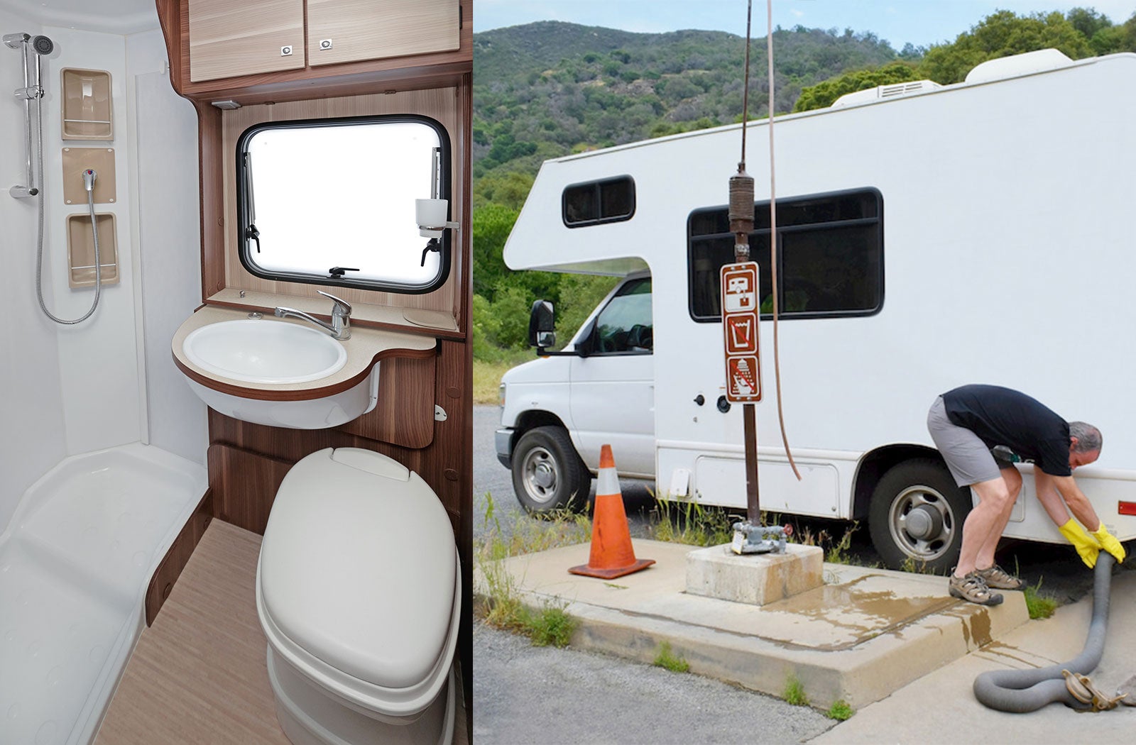 Portable RV/camper toilet and holding tank setup in Effingham, Illinois