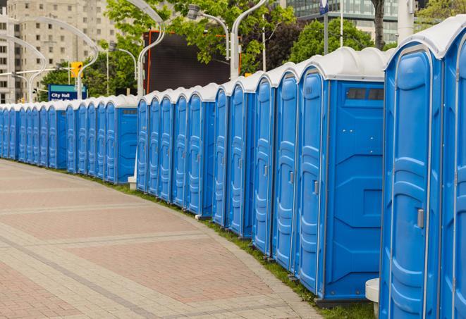 Seasonal porta potty units set up at a Effingham, Illinois venue
